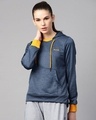Shop Women Blue Self Design Slim Fit Sweatshirt-Front