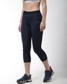 Shop Women Navy Blue Solid 3/4th Compression Training Tights-Design