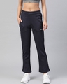 Shop Women Navy Blue Solid Track Pants-Front