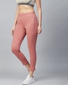 Shop Women Peach Coloured Slim Fit Solid Cropped Track Pants-Design