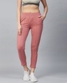 Shop Women Peach Coloured Solid Track Pants-Front