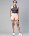 Shop Women Peach Coloured Waffle Patterned Regular Fit Sports Shorts