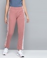 Shop Women Pink Solid Slim Fit Track Pants With Side Taping Detail-Front