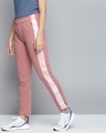 Shop Women Pink Solid Slim Fit Track Pants With Side Taping Detail-Design