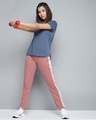 Shop Women Pink Solid Slim Fit Track Pants With Side Taping Detail