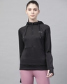 Shop Women's Black Hooded Slim Fit Jacket-Front