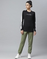 Shop Women's Black Self Design Slim Fit Sweatshirt