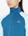 Shop Women's Blue Colourblocked Sporty Slim Fit Jacket-Full