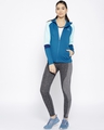 Shop Women's Blue Colourblocked Sporty Slim Fit Jacket