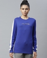 Shop Women's Blue Self Design Slim Fit Sweatshirt-Front