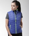 Shop Women's Blue Sleeveless Training Slim Fit Jacket-Front