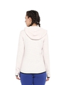 Shop Women's Cream Coloured Ribbed Hooded Sporty Slim Fit Jacket-Design