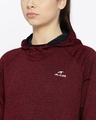 Shop Women's Maroon Black Hooded Slim Fit Sweatshirt-Full