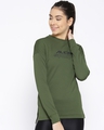 Shop Women's Olive Green Printed Slim Fit Sweatshirt-Front