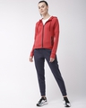 Shop Women's Red Hooded Slim Fit Jacket