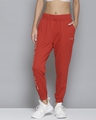 Shop Women's Red Mid Rise Printed Slim Fit Joggers-Front