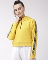 Shop Women's Yellow Hooded Regular Fit Jacket-Front