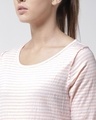 Shop Women's White Striped Slim Fit T-shirt