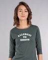 Shop Allergic To Idiots Round Neck 3/4th Sleeve T-Shirt-Front