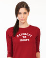 Shop Allergic To Idiots Round Neck 3/4th Sleeve T-Shirt-Front
