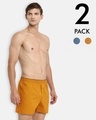 Shop Pack of 2 Men's Yellow & Blue Cotton Boxers-Front
