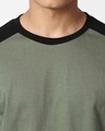 Shop Alpha Green Full Sleeve Color Block T-Shirt