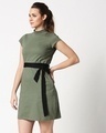 Shop Alpha Green Neck Pocket Dress-Design
