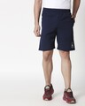 Shop Navy Taffeta Shorts-Front