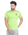 Shop Men's Self Design  Round Neck D.Grey T Shirt-Front
