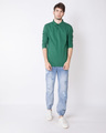 Shop Amazon Green Full Sleeve Pique Polo T-Shirt-Full