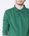 Shop Amazon Green Full Sleeve Pique Polo T-Shirt