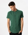 Shop Amazon Green Mandarin Collar Pique Shirt-Front
