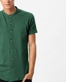 Shop Amazon Green Mandarin Collar Pique Shirt
