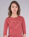 Shop Amore Heart Round Neck 3/4th Sleeve T-Shirt-Front