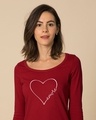 Shop Amore Heart Scoop Neck Full Sleeve T-Shirt-Front
