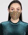 Shop 3 Ply Beige & Multi Faux Silk Embellished Fabric Fashion Mask-Front