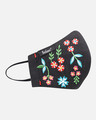 Shop 3 Ply Black & Multi Cotton Floral Embroidered Fabric Fashion Mask-Full