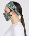 Shop 3 Ply Black & Multi Floral Printed Rayon Fabric Fashion Hairband & Mask-Design