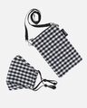 Shop 3 Ply Black & White Cotton Fabric Fashion Mask With Mobile Sling (Combo Pack)-Full