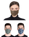 Shop Pack of 3, 3-Ply Multicolor Checkered Woolen Fabric Fashion Winter Mask-Front