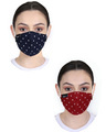 Shop Pack of 2, 3-Ply Multicolor Polka Dot Printed Rayon Fabric Fashion Mask-Front