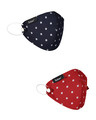 Shop Pack of 2, 3-Ply Multicolor Polka Dot Printed Rayon Fabric Fashion Mask