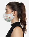 Shop 3 Ply Off White & Multi Cotton Embroidered Fabric Fashion Mask-Design