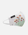 Shop 3 Ply Off White & Multi Cotton Embroidered Fabric Fashion Mask-Full