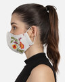 Shop 3 Ply Off White & Multi Cotton Floral Embroidered Fabric Fashion Mask-Design