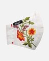 Shop 3 Ply Off White & Multi Cotton Floral Embroidered Fabric Fashion Mask-Full