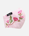 Shop 3 Ply Pastel Pink & Multi Cotton Floral Embroidered Fabric Fashion Mask-Full