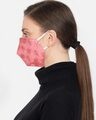 Shop 3 Ply Pink & Gold Art Silk Embellished Fabric Fashion Mask-Design