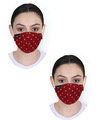 Shop Pack of 2, 3-Ply Red & White Polka Dot Printed Rayon Fabric Fashion Mask-Front