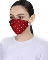 Shop Pack of 2, 3-Ply Red & White Polka Dot Printed Rayon Fabric Fashion Mask-Design